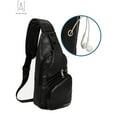 thumbnail image 5 of Gustave Men's USB Charging Waterproof Leather Crossbody Sling Bag, Black, 5 of 11