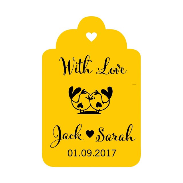 100 PCS With Love Birds Customized Wedding Gift Paper Tags Personalized Wedding Favor Hang Tags
