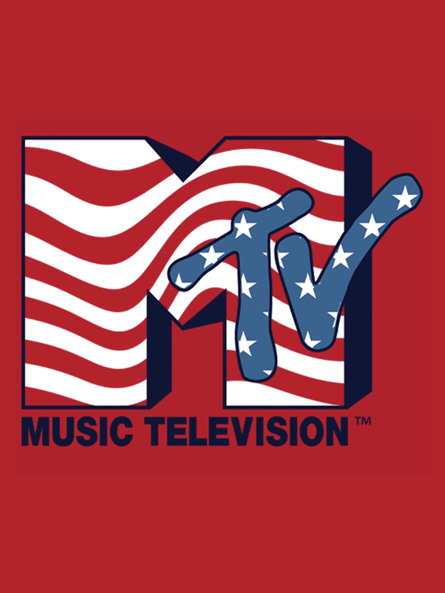 MTV Men's & Big Men's Americana Graphic Crew Neck Patriotic T-Shirt, Stars And Stripes MTV Logo, Sizes S-3XL