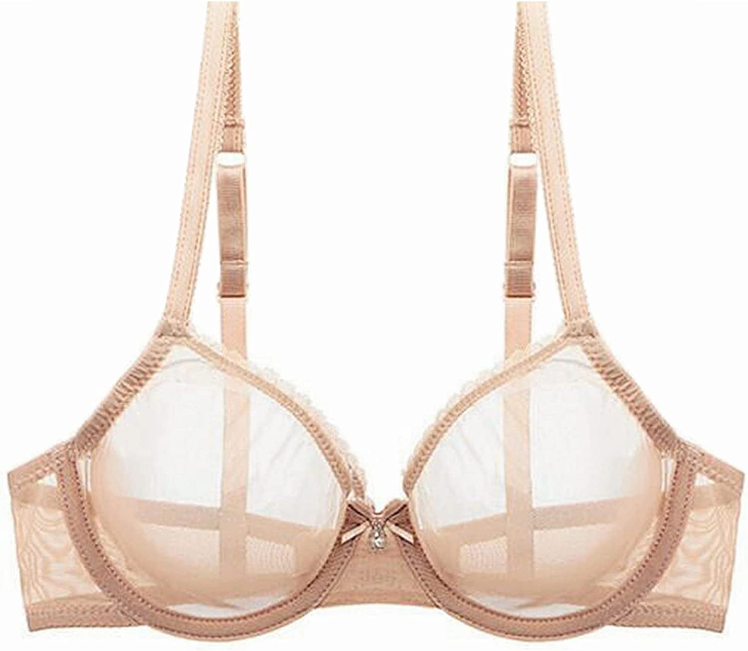 Women's Sexy Sheer Bra See Through Mesh Lingerie Set Transparent