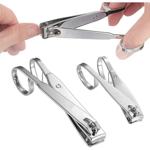 Nail Clippers,EZ Grip Nail Clipper Set,Carbon Steel Fingernail and Toenail Clippers for Seniors Long Handle with Metal Case for Women and Man - Set of 2 (Small and Large)