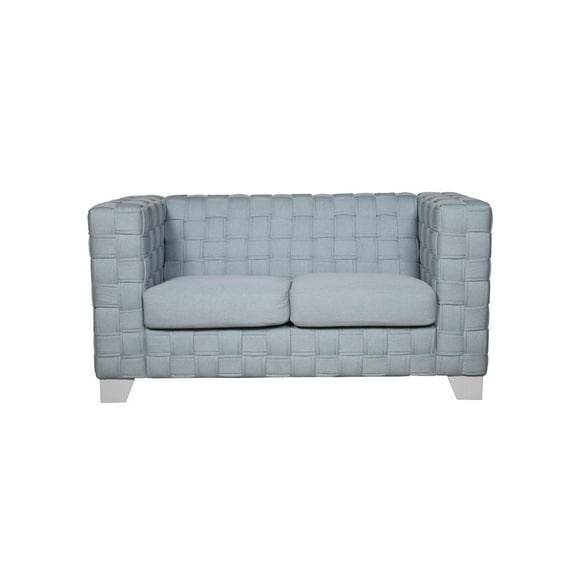 Acme Furniture Saree Loveseat, Light Teal Chenille & White Finish