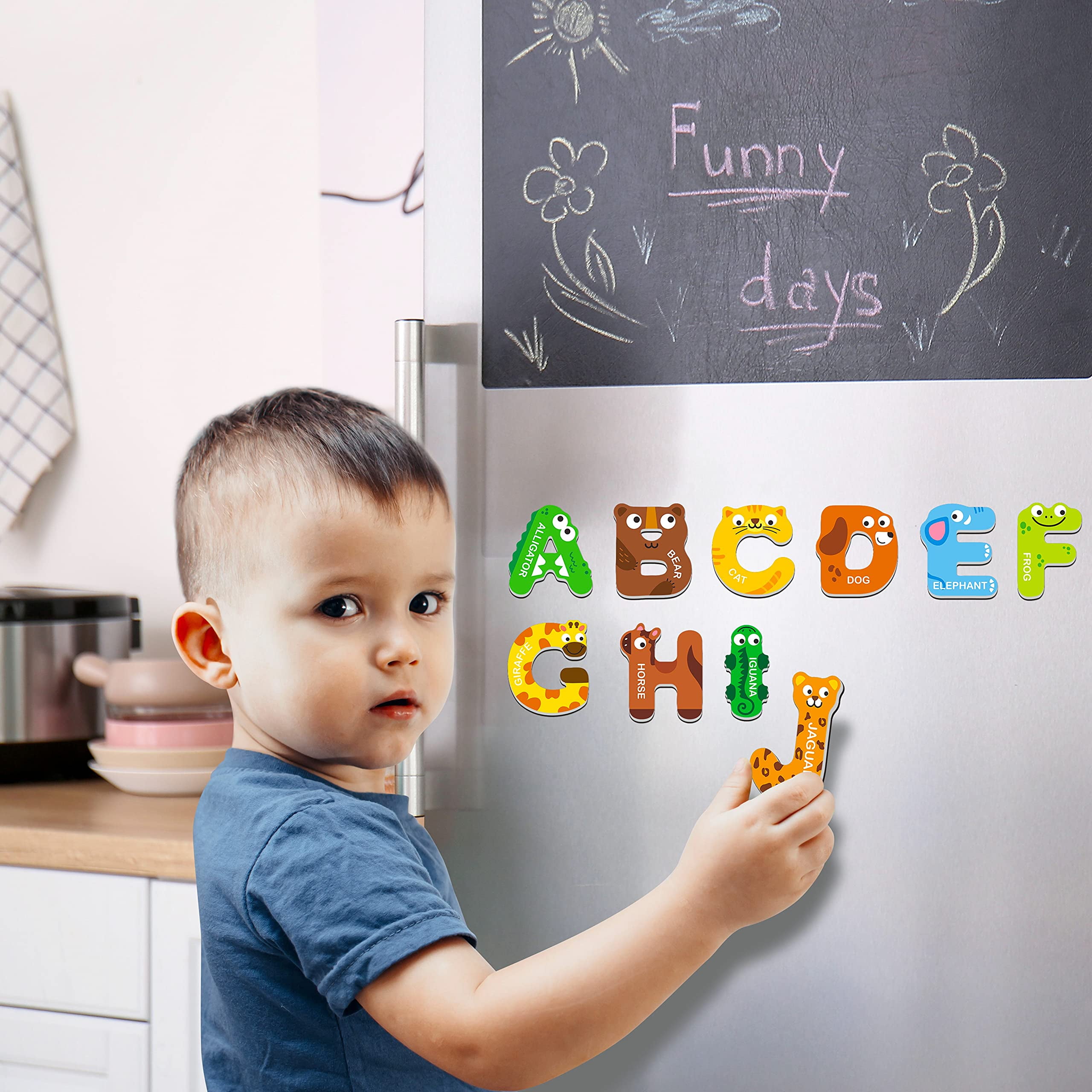 ABCaptain Refrigerator Animal Alphabet Magnets Magnetic Letters Toy, Large  ABC Uppercase Preschool Educational Spelling Fridge Game Gift for Kids