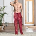 thumbnail image 2 of Fotbe Abstract Red Marble Pantalones de Pijama para Hombre, Pantalones de Dormir, Pantalones de Casa con Cintura Ajustable y Bolsillos-Small, 2 of 6