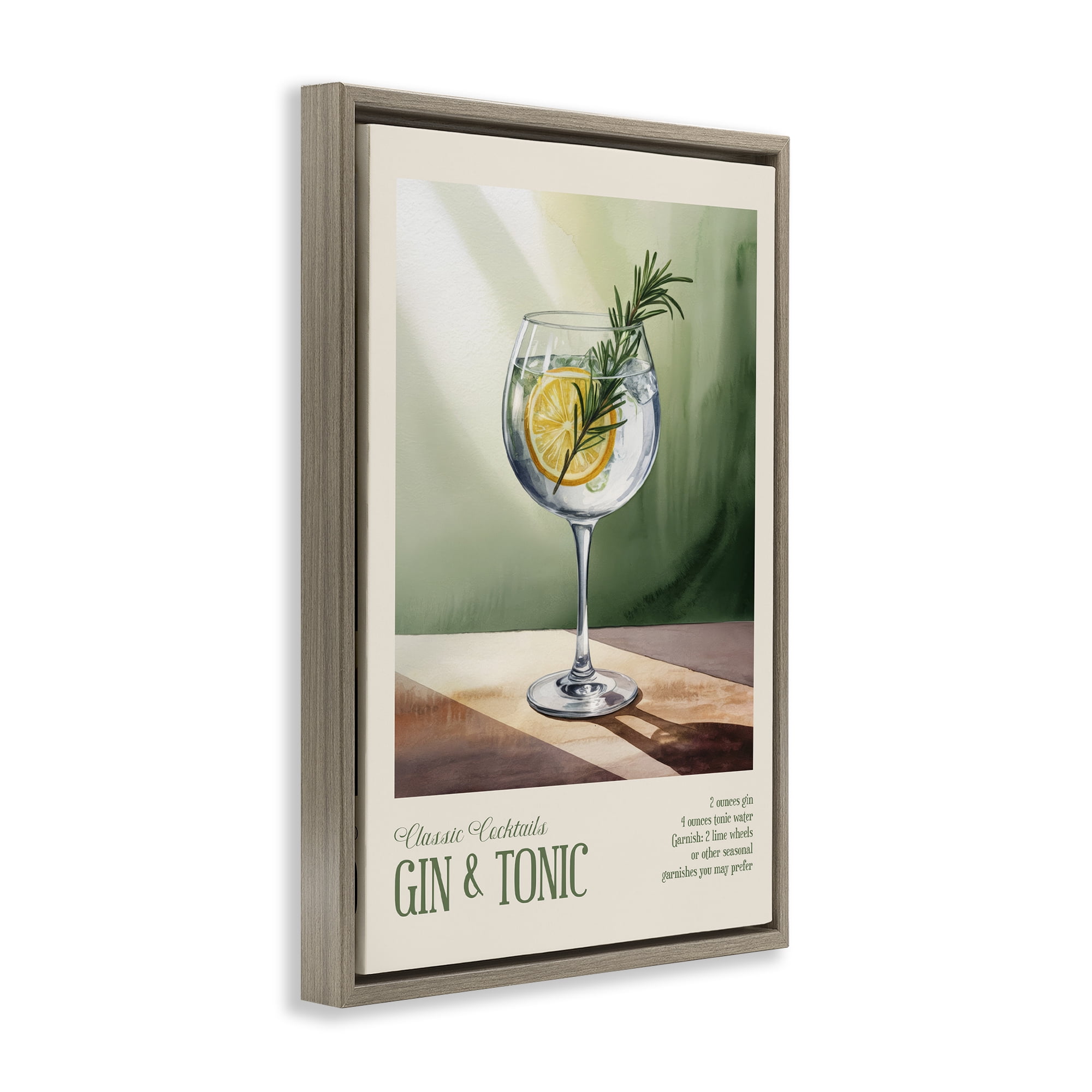 Stupell Industries Gin & Tonic Sun Rays Brown Framed Floater Canvas Wall Art, design by Andreas Magnusson