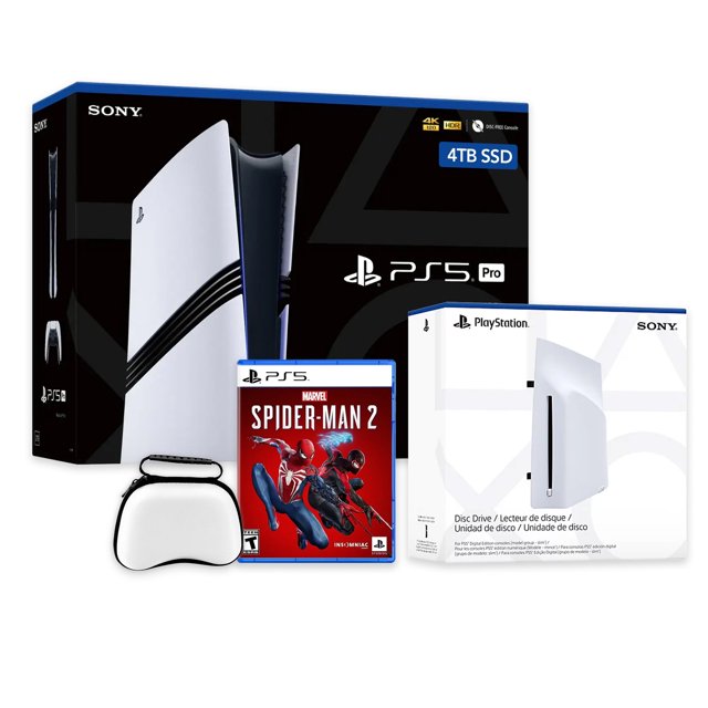 PlayStation 5 Pro Console SSD 4 To avec Lecteur de Disque, Manette Sans Fil et Étui, Spider-Man 2 - CFI-7019 PS5 Pro