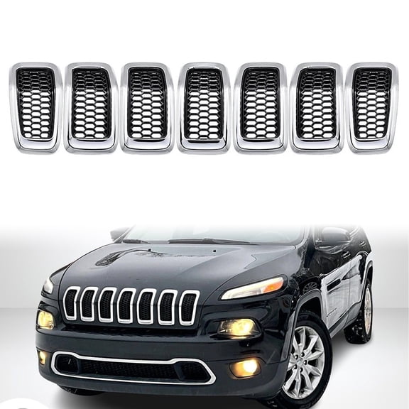 For Jeep Cherokee​ 2014-2018 Chrome Black Front Honeycomb Mesh Grille Grill