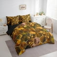 thumbnail image 3 of Manfei Marble Texture Road 7pcs Bedding Comforter Set,Modern Geometric Honeycomb Queen Bedding Sets,Orange Brown Queen Sheet Sets For Girls Kids,Super Cozy Room Decor Reversible, 3 of 8