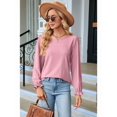 thumbnail image 2 of Womens Long Puff Sleeve Shirts Casual Tops Dressy Blouses Tunic Fall Fashion 2025 Trendy Loose Outfits Pink XXL, 2 of 8
