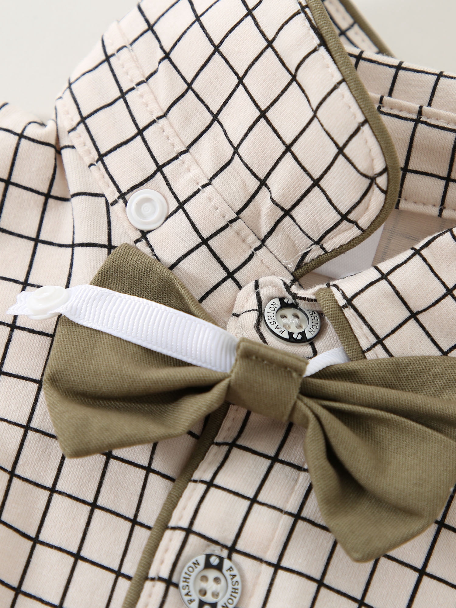 Baby Boy Clothes Suits 3-24 Months Plaid Shirt Wedding Formal Outfits Suspender Pants Bowtie Hat