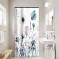 thumbnail image 2 of Stall Shower Curtain 36Wx72HInch Narrow Partition Fabric Water Resistant Shower Curtain, Blue Pink Watercolor Floral Modern Art Shower Curtain Set Machine Washable for Home Bathtubs Decor, 2 of 4