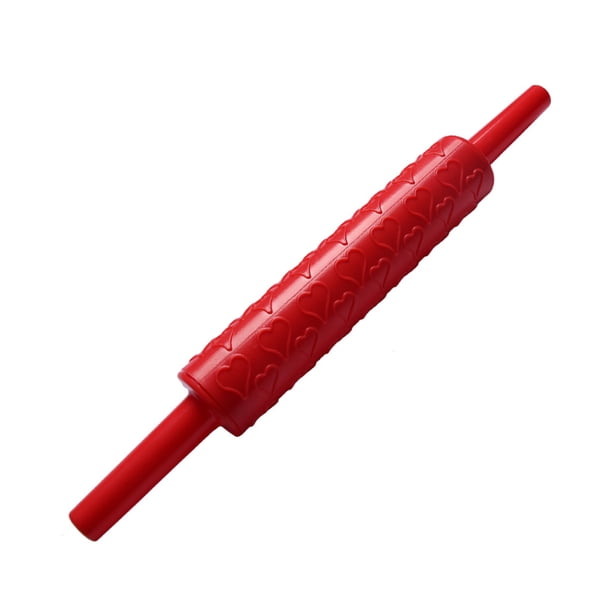 Kearding Rodillo de flores Fondant Roller Relieve Herramienta de poste de rodillo para pastelería Cocina y Comedor Rojo