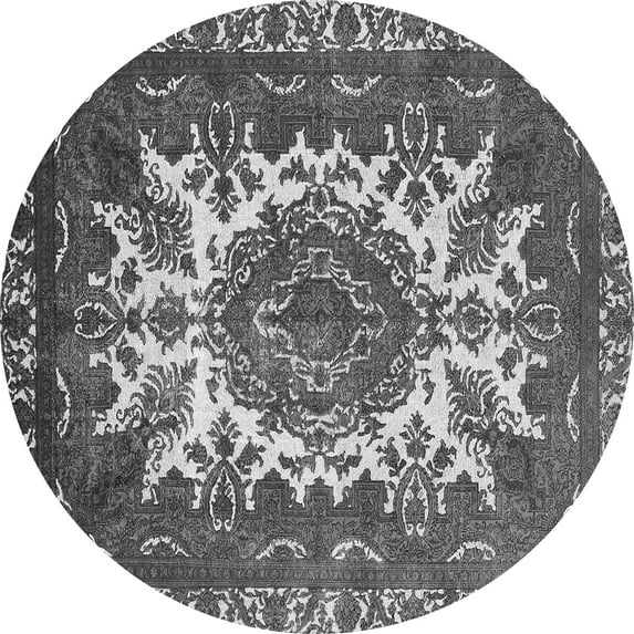 Ahgly Company Indoor Round Oriental Gray Industrial Area Rugs, 8' Round