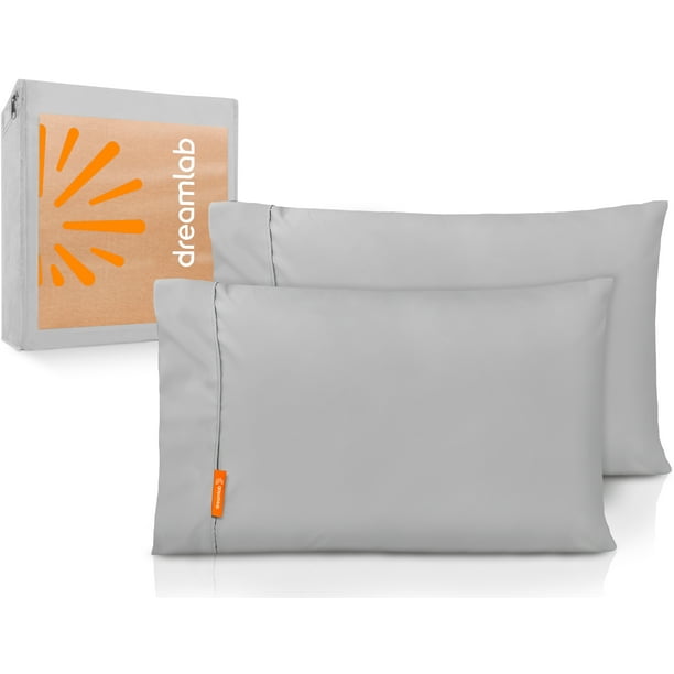 Fundas DE Almohada Dreamlab 2 Pack Premier 1800 Collection Microfibra Doble Cepillado Hipoalergénicas Tamaño King 51 cm x 101 cm Gris