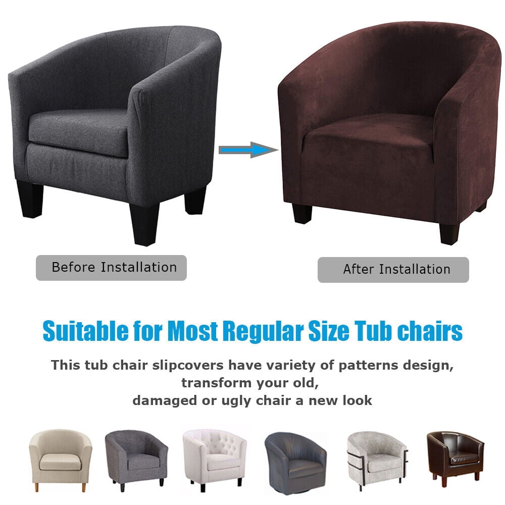 TOPCHANCES Tub Chair Covers for Armchairs, Tub Sofa Slipcover, Polyester Club Chair Slipcover, Stretch Armchair Slipcover for Dining Living Room Office Reception, Brown, 2 Pack