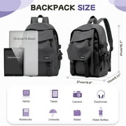 Aesthetic School Backpack Waterproof Black Bookbag College High School Bags for Students Lightweight Casual Daypack Laptop Backpacks for Men Women