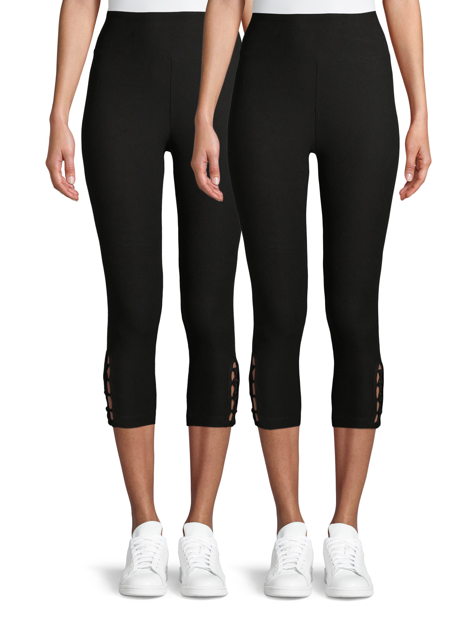 No Boundaries Juniors’ HighRise Capri Leggings w/ Macramé Insert, 2