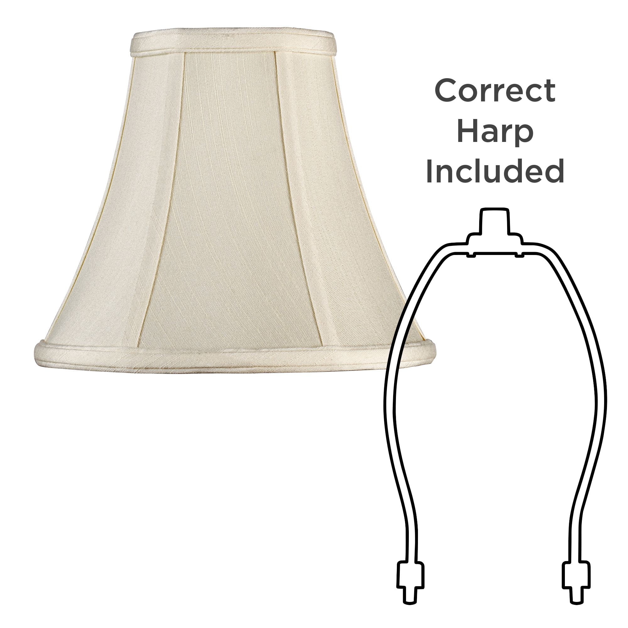 Imperial Shade Set of 2 Round Bell Lamp Shades Cream Small 4.5" Top x 9" Bottom x 8" Slant x 7.5" High Spider with Replacement Harp and Finial Fitting