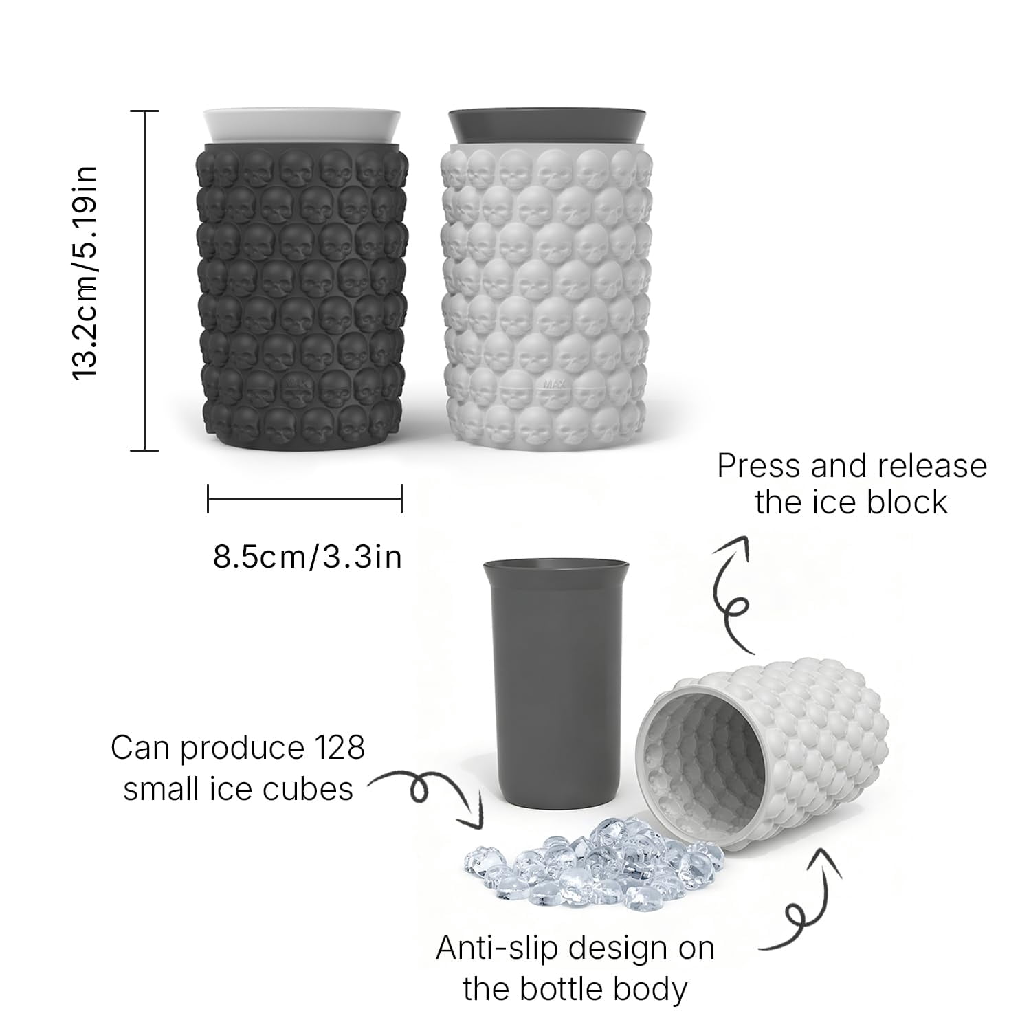 Festive Halloween Drink Ice Mold Unique Skull Shaped Silicone Ice Cube Maker Set