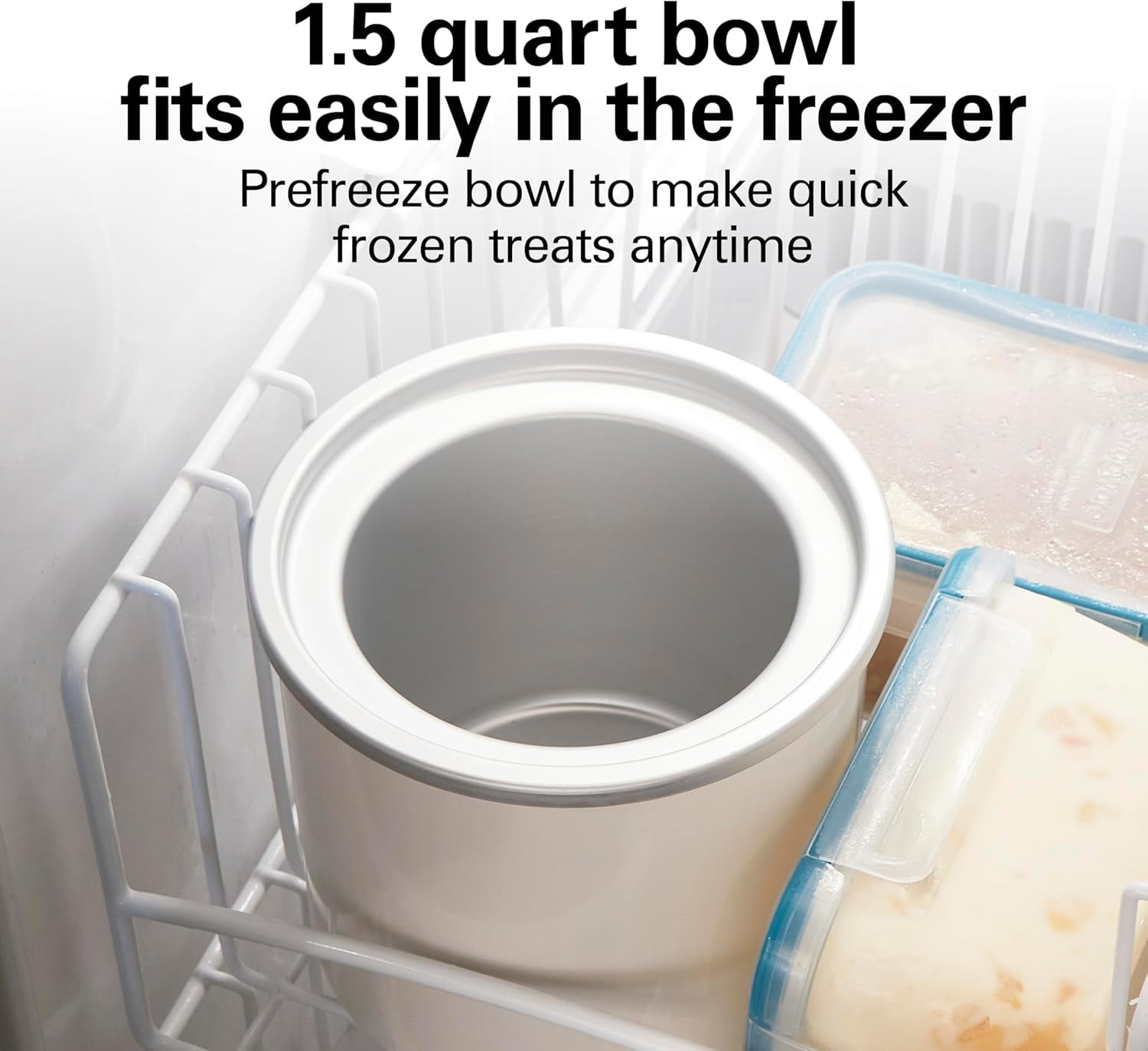 Electric Automatic Ice Cream Maker, Frozen Yogurt, Sorbet, Custard, 1.5 quart, White (68880)