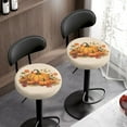 thumbnail image 2 of SEANATIVE Thanksgiving Maple Leaf Round Stool Cover Set of 2 Fall Pumpkin Stool Protector Covers Size S Comfortable Elastic Cafe Round Chair Covers Home Decor, 2 of 7