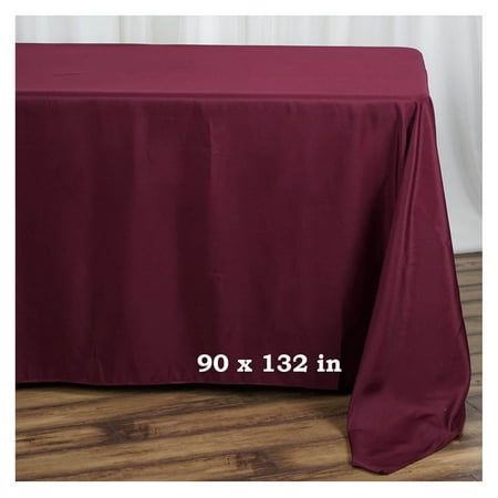 

NeosKon 90x132-Inch Burgundy Rectangle Polyester Tablecloth Table Cover Linens for Wedding Party Events Kitchen Dining