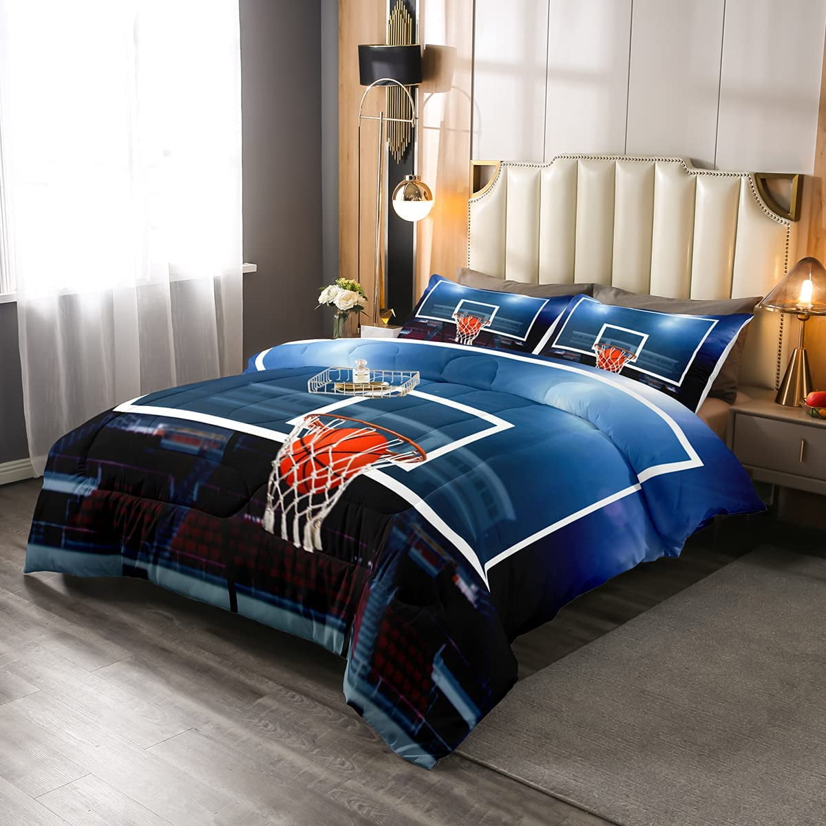 Teens Basketball Comforter Set, Sports Games Theme Bedding Set Twin