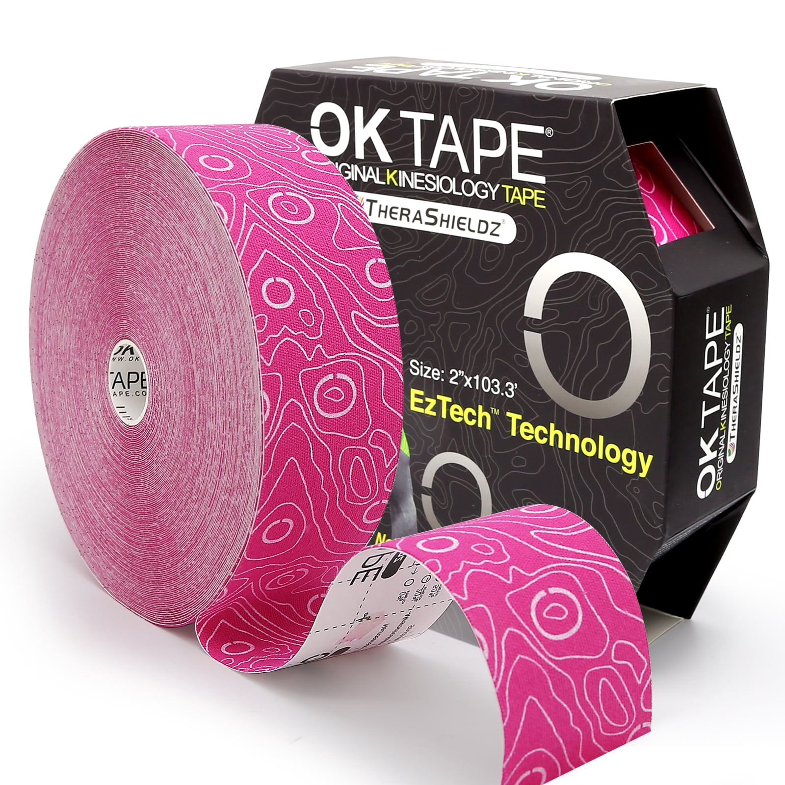 OK TAPE Kinesiology Tape Bulk 103Feet, Pro Adhesive, Water-Resistant k Tape, Elastic Athletic Tape, Latex Free, Uncut, Pink