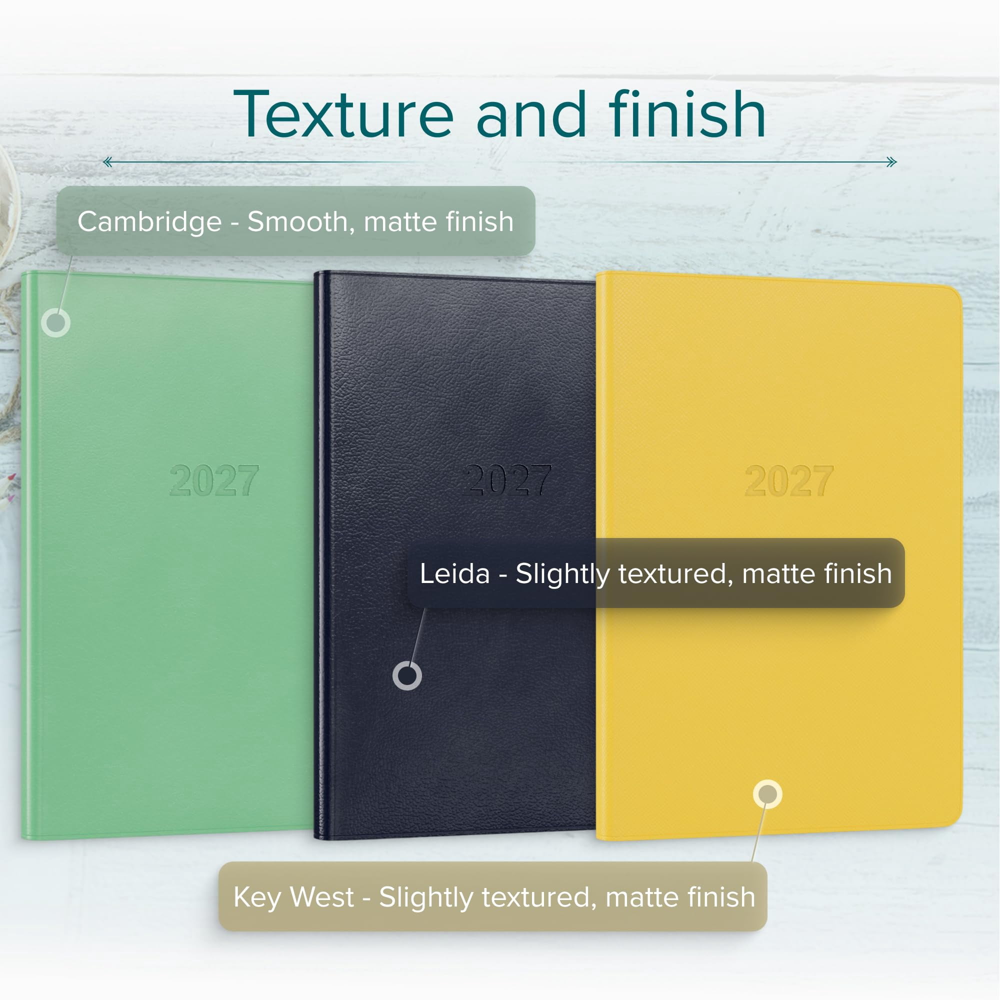 Harbor Desk Weekly Monthly Planner 2027 - Calendar Planner and Notebook, Durable Faux Leather, 192 Pages, Softcover & Book Bound - Cambridge Lavender - 8x5.5"