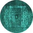 thumbnail image 1 of Ahgly Company Indoor Round Oriental Turquoise Blue Industrial Area Rugs, 3' Round, 1 of 4
