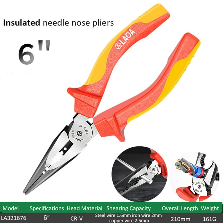 Dプライス LAOA Insulated Needle Nose Plier,Long Needle Nose Pliers,1000V