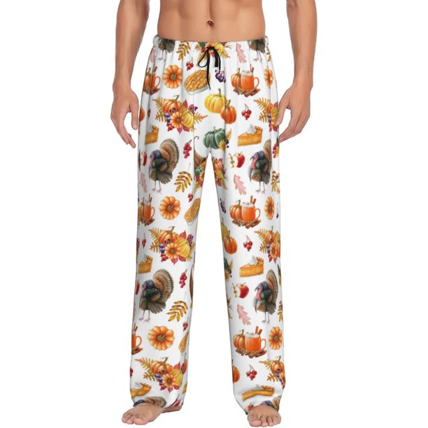 Fotbe Thanksgiving Turkeys 1 Pantalones de Pijama para Hombre, Pantalones de Dormir, Pantalones de Casa con Cintura Ajustable y Bolsillos-X-Large