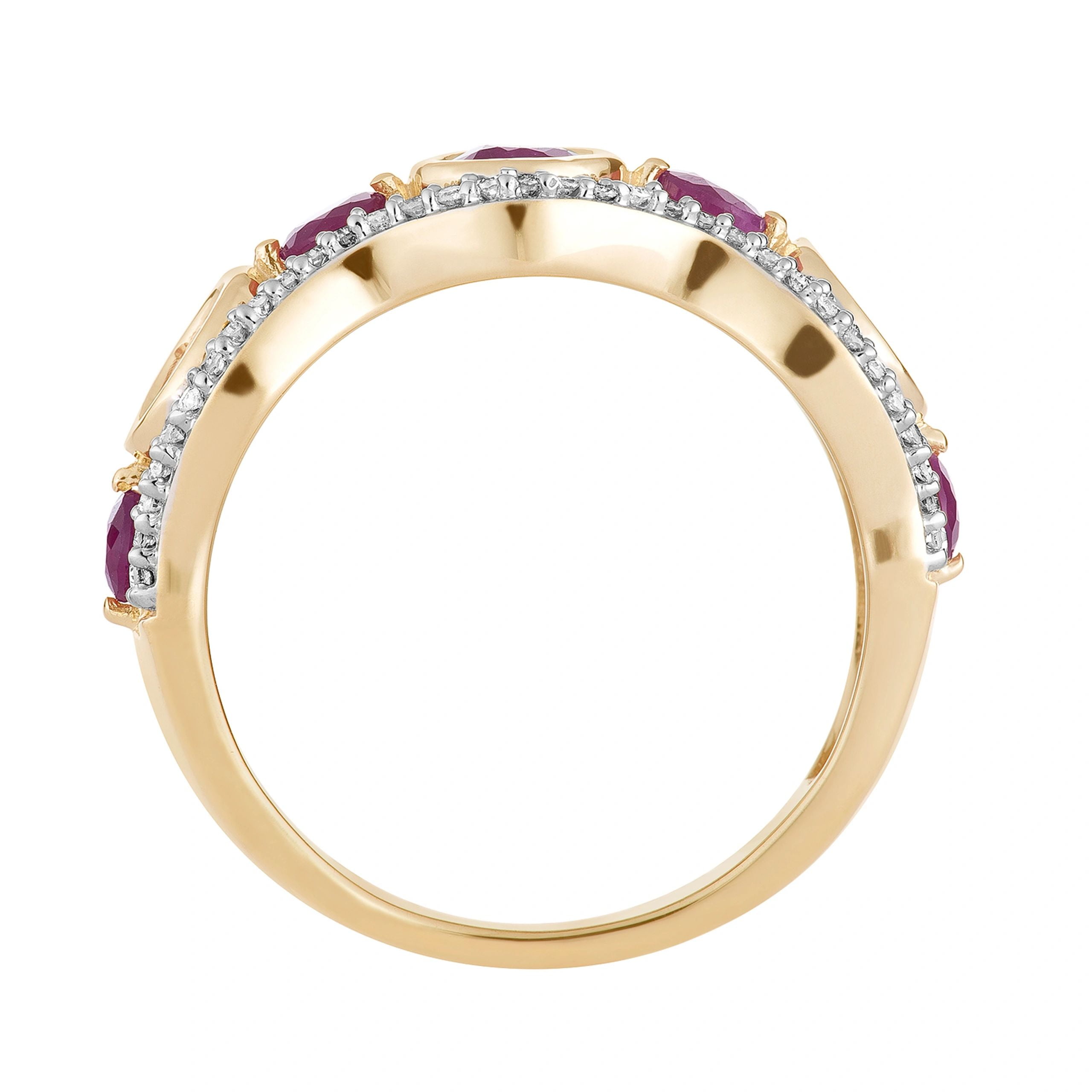 10k Gold Ruby & 1/5 Carat T.W. Diamond 7-Stone Ring