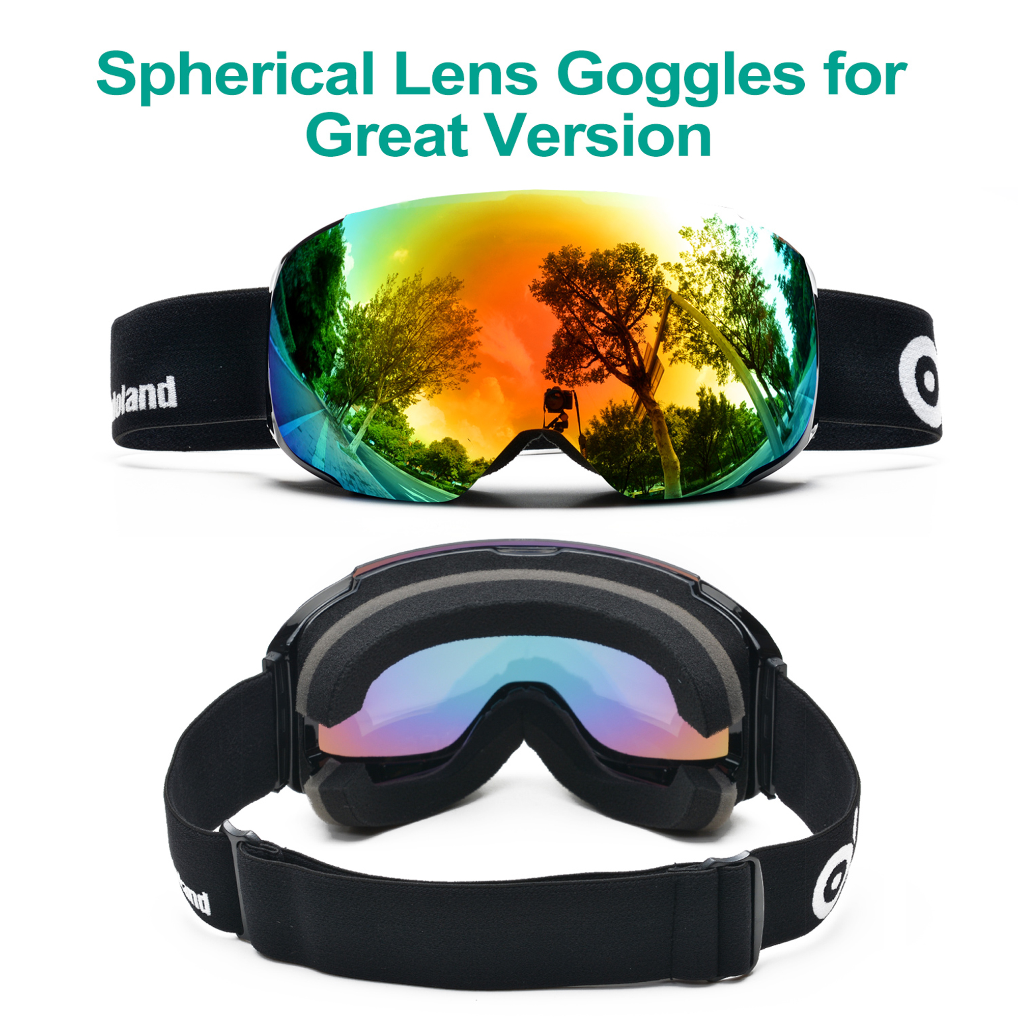 odoland Magnetic interchangeable ski goggles Unisex Odoland Magnetic Interchangeable Ski Goggles with 2 Global  main image 2
