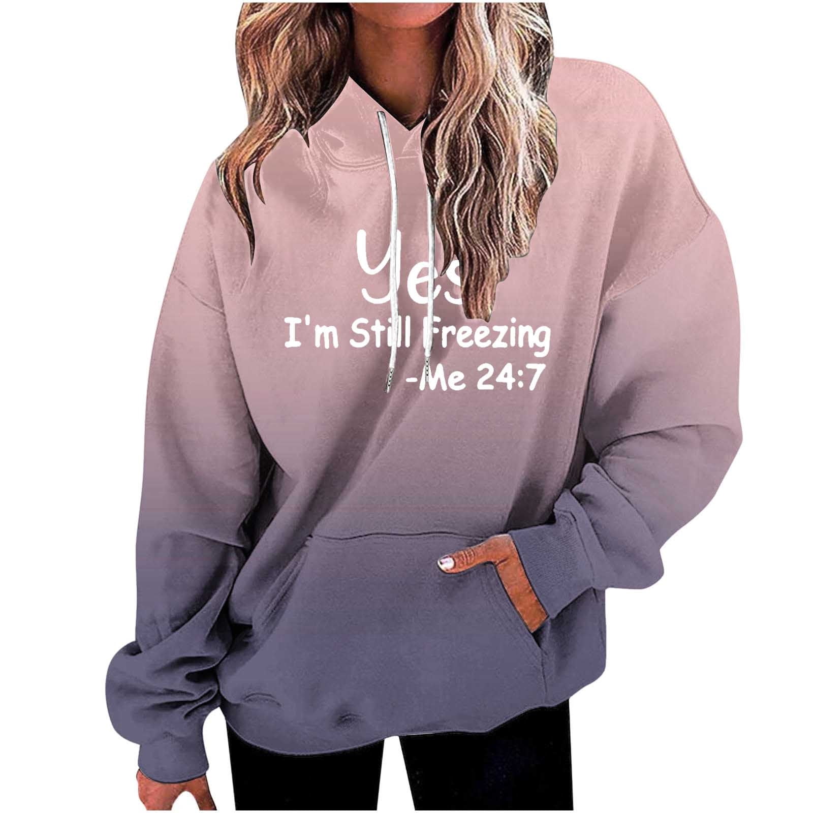 XZNGL Women's Letter-Printed Round-Neck Long-Sleeved Pullover