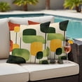thumbnail image 4 of Green Abstract Outdoor Waterproof Pillow Covers, Geometric Simple Lines Vintage Art Decorative Square Throw Pillowcase Sofa Cushion Sham for Patio/Couch/Chair, 16"x16" 2 Pack, 4 of 8