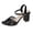 Black, variant on Womens Block Heeled Platform Sandals Chunky Open Toe Glitter Adjustable Ankle Strap Heels Summer Party Prom Dress Shoes Silver Size 6.5