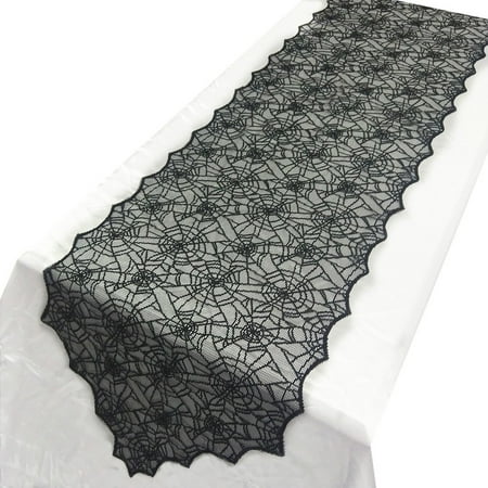 

Halloween Lace Table Runner Tablecloth Bat Spider Web For Halloween Party Decor 18 x72 Spider Webs Tablecloths Black Tablecloth Lace Fabric Table Cloths Spooky Table Cover for Rectangle Tables
