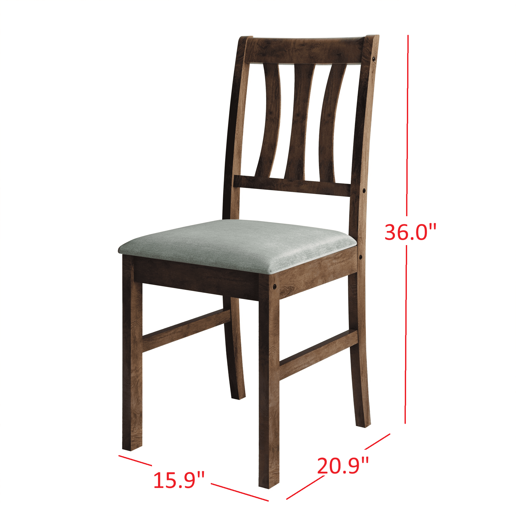 Home Design Denton Dining Chair (Set of 4), Black/Gray, Cushioned Seat, Ladder-Back Design, Comfortable Seating, Sturdy Frame, Modern Style