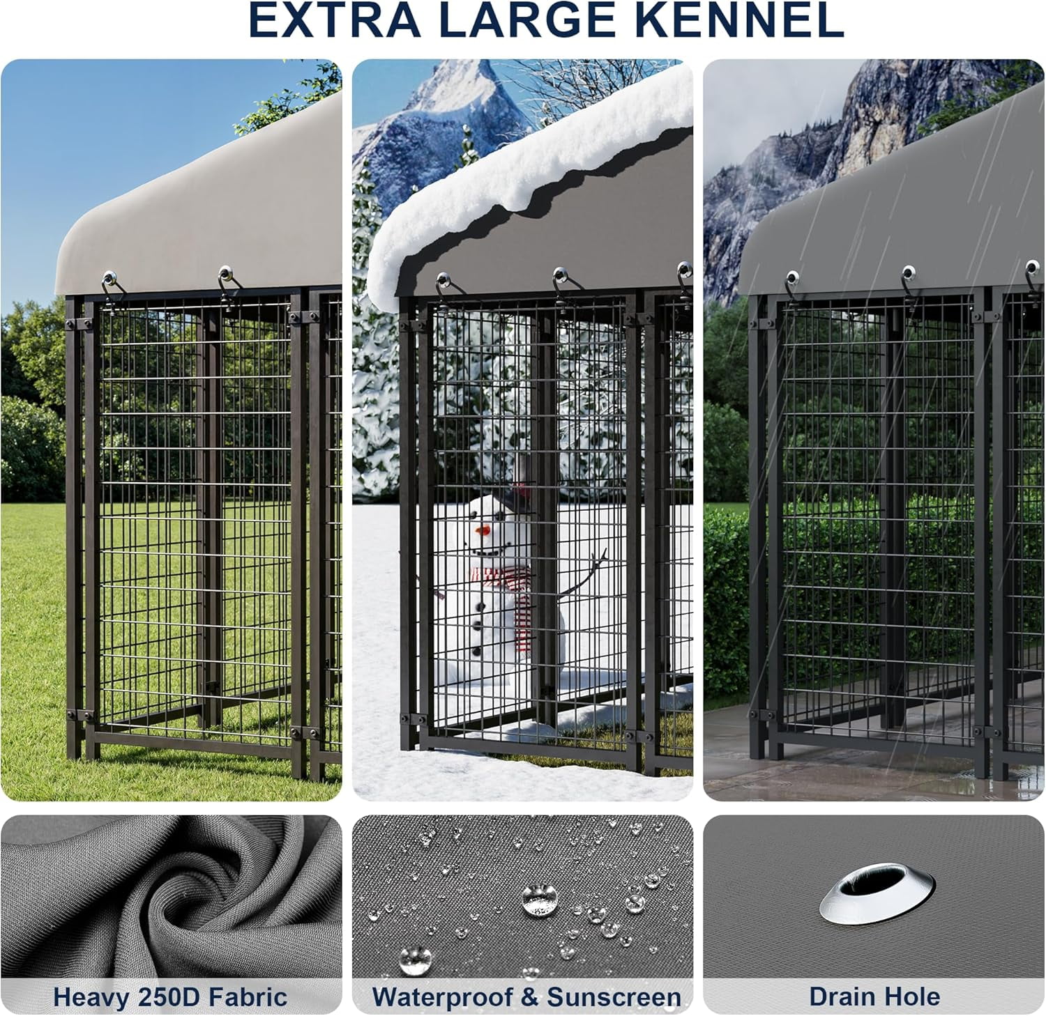 6X6FT Dog Kennel Outside Dog Kennel Outdoor with Feeding, Heavy Duty Outdoor Dog Crate Durable Dog Cage with Roof & Double Lock