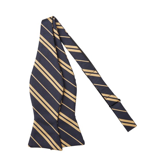 Jacob Alexander Men's Woven Double Stripe Traditional Freestyle Self-Tie Bow Tie - Navy Blue Gold