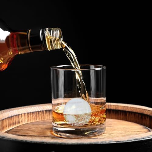 Large Ice Ball Maker with Lid, 9 x 2 Inch Ice Balls - Food Grade, Easy To Fill Round Silicone Ice Tray, Perfect Spheres Craft Ice Maker for Whiskey, Cocktails, Gifting - Black