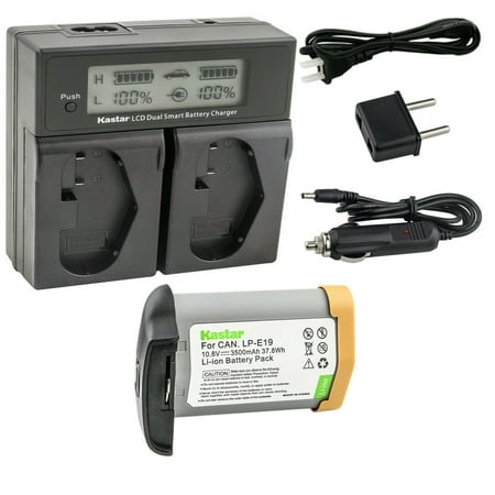 Kastar 1 Pack Fully Decode LP-E19 Battery and LCD Dual Fast Charger Replacement for Canon EOS 1D C EOS 1D Mark III Mark 3 EOS 1Ds Mark III Mark 3 EOS 1D Mark IV Mark 4 EOS 1D X Camera