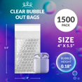 thumbnail image 2 of Clear Bubble Out Bags, 4 x 5.5 Inches. Pack of 1500 Polyethylene Self Seal Bubble Pouches. Cushioning Clear Bubble Bags for Packing. Clear Bubble Envelopes. Clear Bubble Out Pouches, 2 of 7