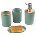 thumbnail image 1 of Accesorios de Baño 4 Piezas | Juego para Baño Moderno de Bambu | Juego de Accesorios de Plastico | Conjunto de 4 piezas para Baño, 1 of 5