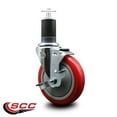 thumbnail image 2 of 5 Inch Red Poly Swivel 1-5/8 Inch Expanding Stem Caster with Brake SCC, 2 of 2