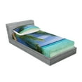 thumbnail image 2 of Ambesonne Tropical Fitted Sheet & Pillow Sham Set, Paradise View Maldives, Twin, Green Aqua Blue, 2 of 2