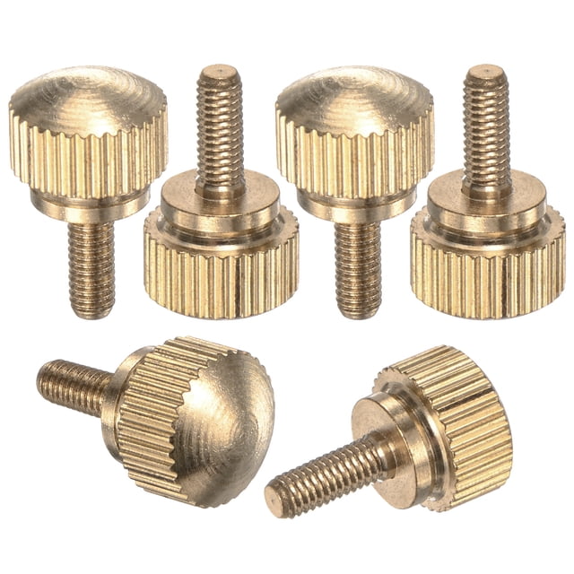 Uxcell 6-Pack Tornillos de Mariposa Estriados, M3x8mm Perillas de Cabeza Plana de Latón con Sujetadores de Agarre de Hombro