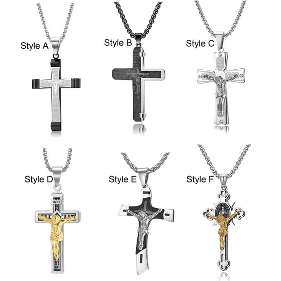 Stainless Steel Cross Pendant Crucifix Bible Prayer Necklace for Men