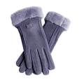 thumbnail image 2 of Women's Winter Gloves Touchscreen Thermal Fleece Lined, Windproof Elastic Cuff Gloves with Fur Trim, Cute Ins Style for Cold Weather, Outdoor Activities & Daily Commute Wear, 2 of 6